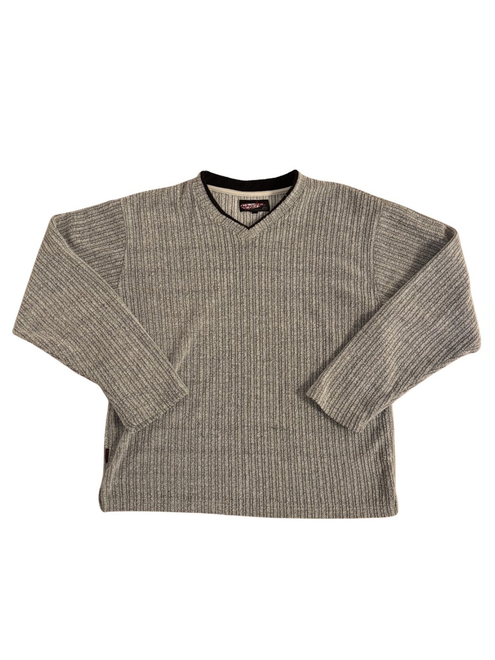 Fahrenheit Y2K Grey Ribbed V-Neck Sweater